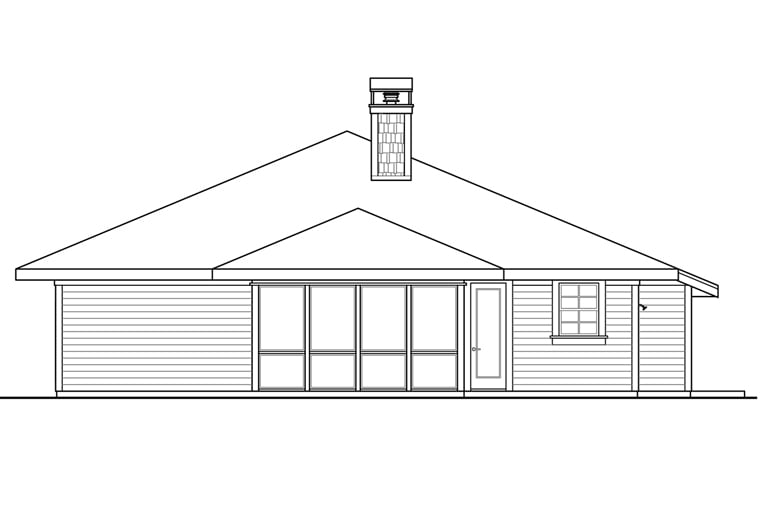 Bungalow Cottage Craftsman Rear Elevation of Plan 41225