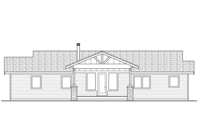 Country Craftsman Ranch Rear Elevation of Plan 41226