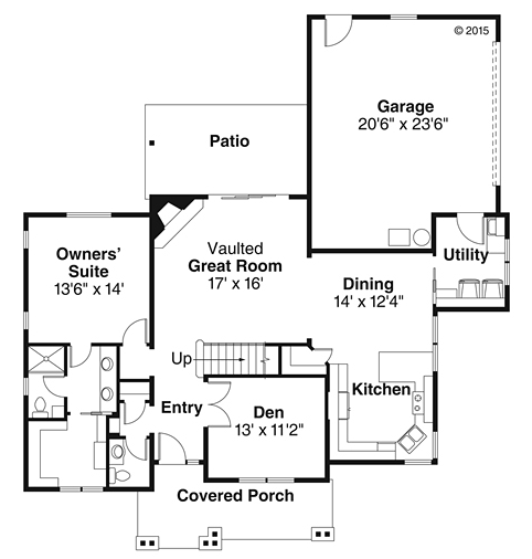 Bungalow Craftsman Traditional Level One of Plan 41228