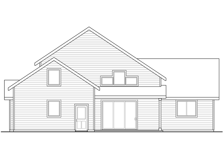 Bungalow Craftsman Traditional Rear Elevation of Plan 41228