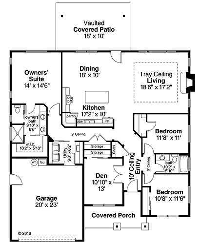 Country Craftsman Ranch Level One of Plan 41229