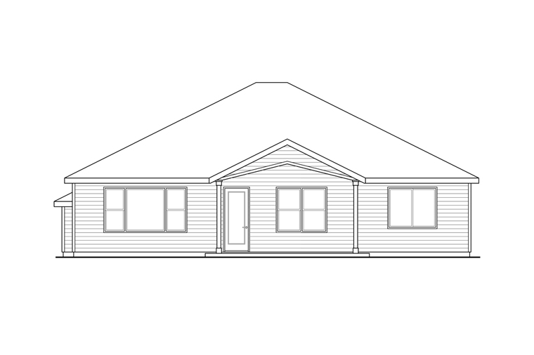Country Craftsman Ranch Rear Elevation of Plan 41229