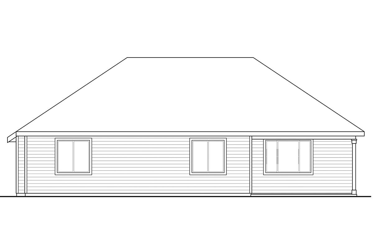 Country Ranch Traditional Rear Elevation of Plan 41230