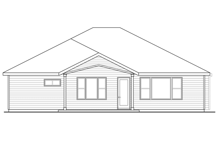 Country Craftsman Ranch Rear Elevation of Plan 41232