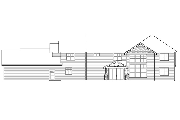 Country Craftsman Traditional Rear Elevation of Plan 41233