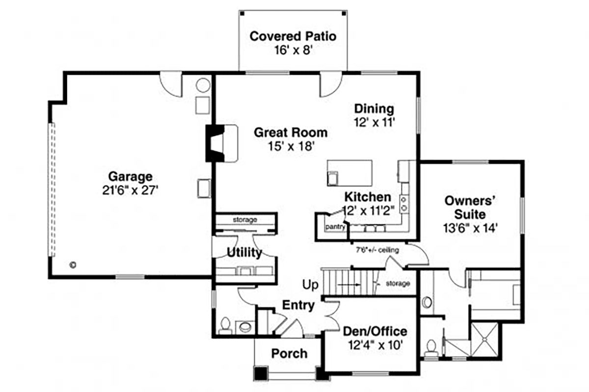 Contemporary Modern Prairie Style Southwest Level One of Plan 41236