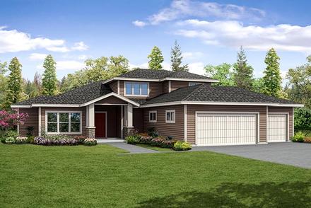 Contemporary Prairie Style Southwest Elevation of Plan 41239