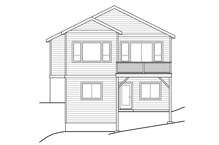 Country Traditional Rear Elevation of Plan 41240