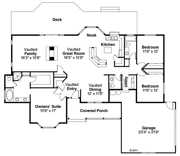 Country Ranch Traditional Level One of Plan 41249