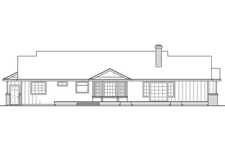 Country Ranch Traditional Rear Elevation of Plan 41249