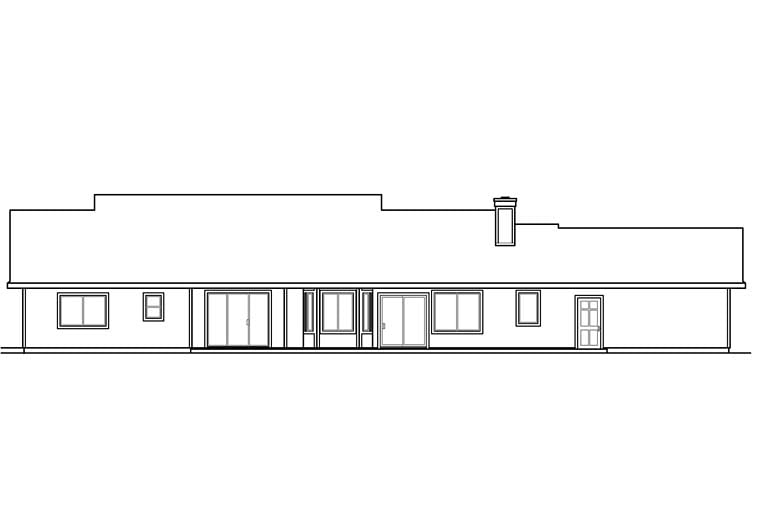 Country Ranch Traditional Rear Elevation of Plan 41250