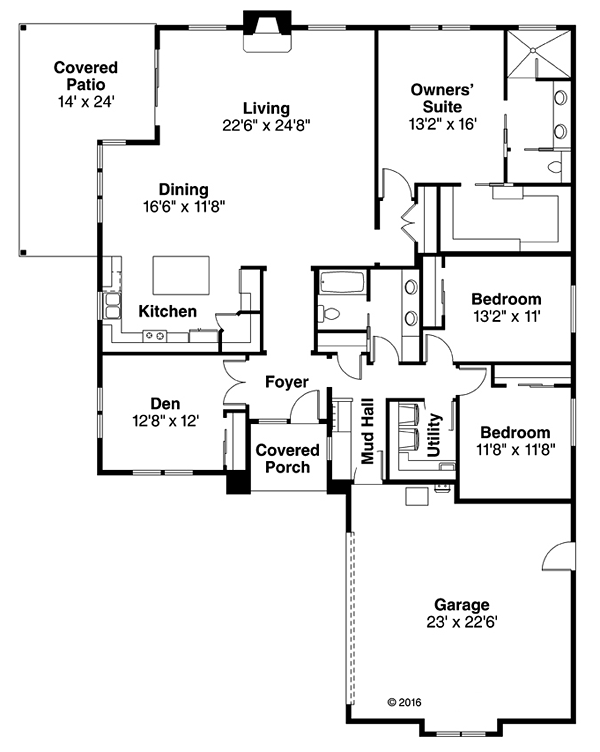 Bungalow Contemporary Craftsman Prairie Style Level One of Plan 41253