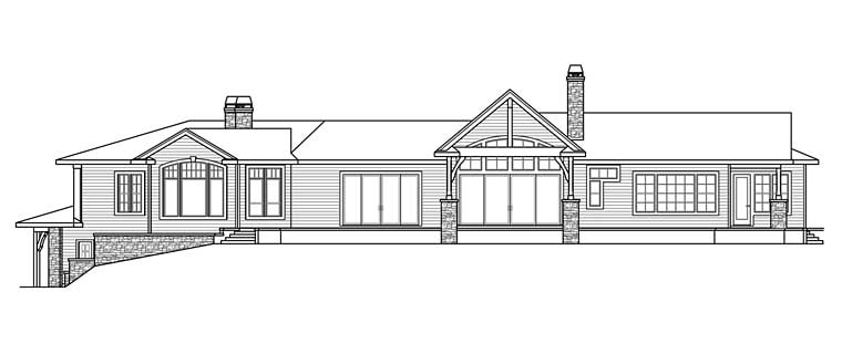 Contemporary European Mediterranean Tuscan Rear Elevation of Plan 41254