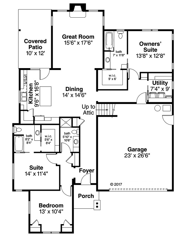 Cottage Country Craftsman Level One of Plan 41255