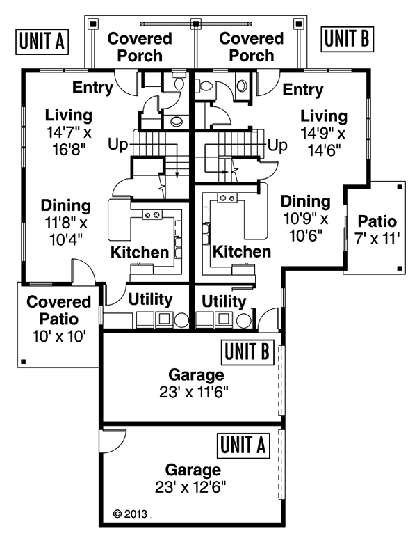 Contemporary Country Prairie Style Ranch Level One of Plan 41259