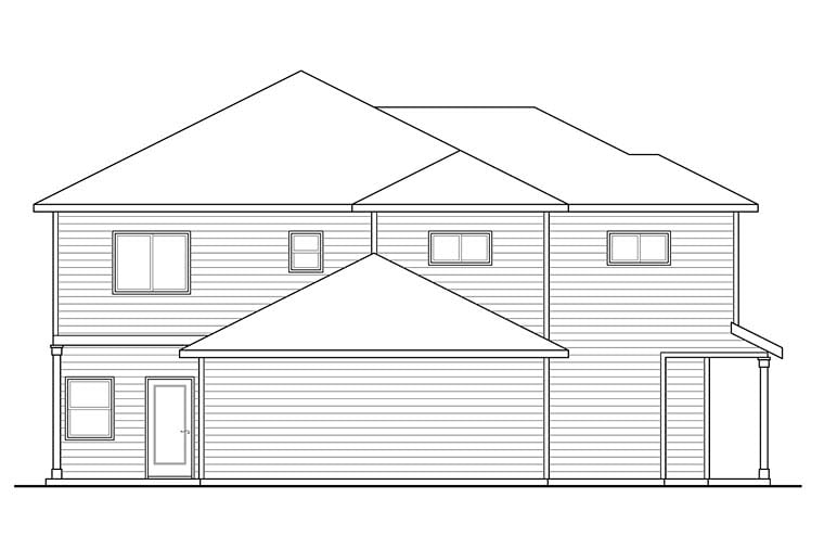 Contemporary Country Prairie Style Ranch Rear Elevation of Plan 41259