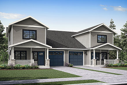 Contemporary Country Craftsman Traditional Elevation of Plan 41261