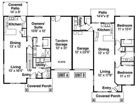 Multi-Family Plan 41262 First Level Plan