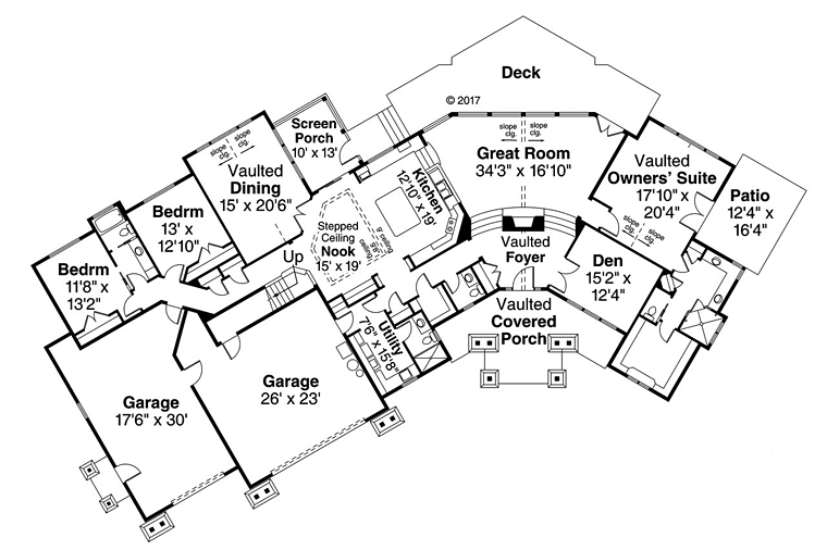 Craftsman Traditional Level One of Plan 41263