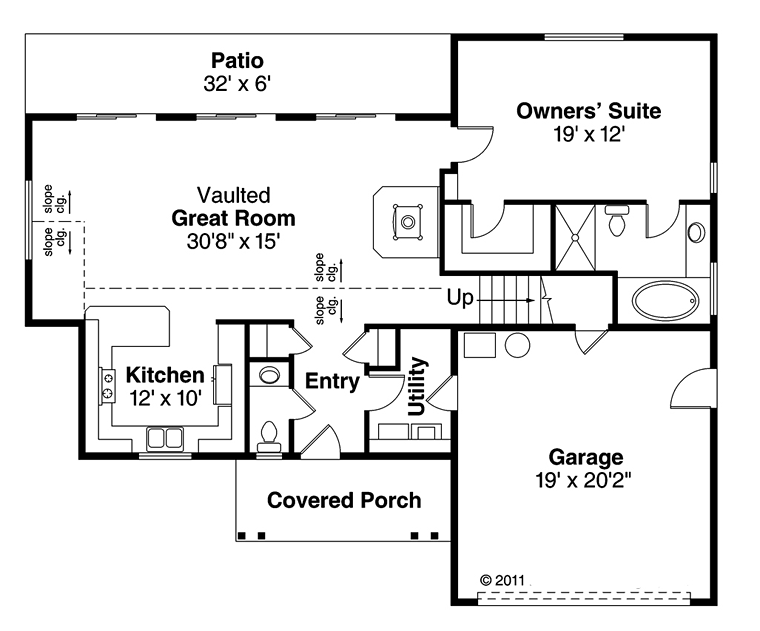 Country Ranch Traditional Level One of Plan 41264