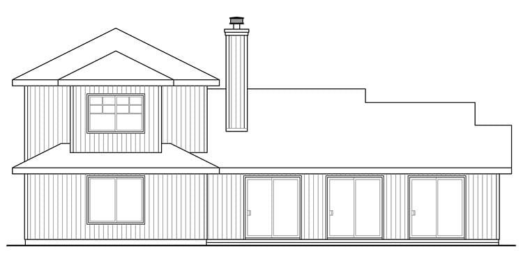 Country Ranch Traditional Rear Elevation of Plan 41264