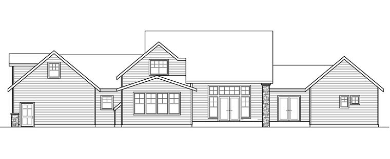 Country Southern Traditional Rear Elevation of Plan 41266