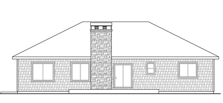 Bungalow Cottage Traditional Rear Elevation of Plan 41267