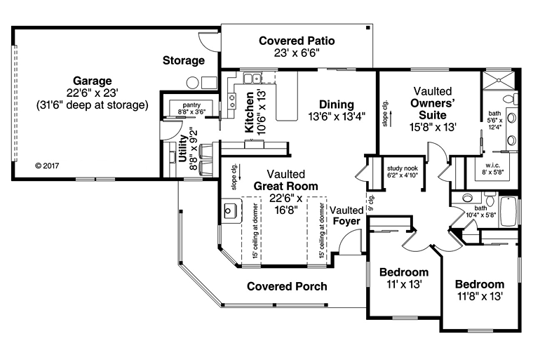 Country Ranch Traditional Level One of Plan 41268