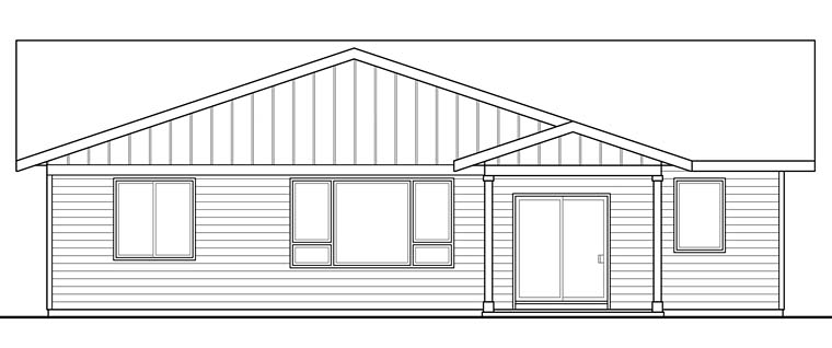 Cottage Country Ranch Southern Traditional Rear Elevation of Plan 41270