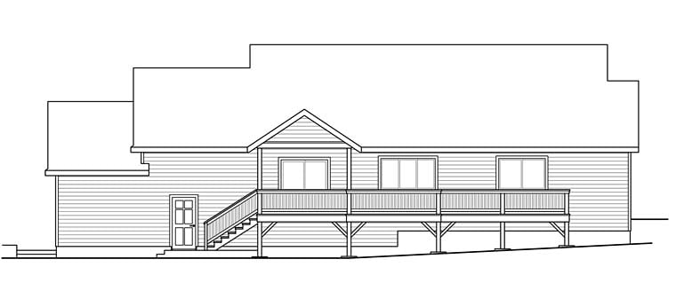 Contemporary Country Ranch Traditional Rear Elevation of Plan 41271