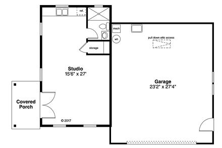 Garage Plan 41276 - 2 Car Garage First Level Plan