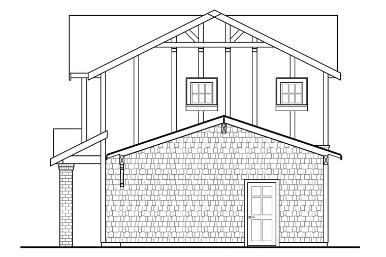 Traditional Tudor Rear Elevation of Plan 41280