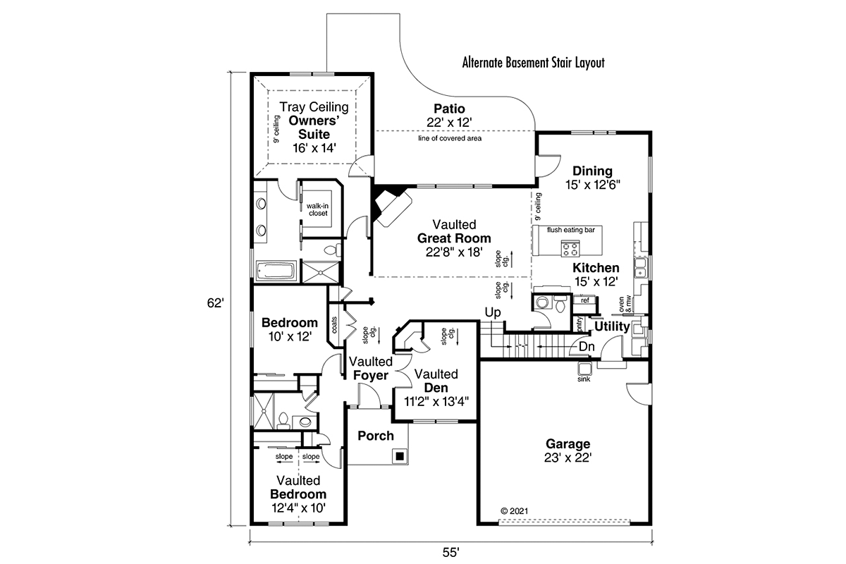 Country Ranch Traditional Alternate Level One of Plan 41285