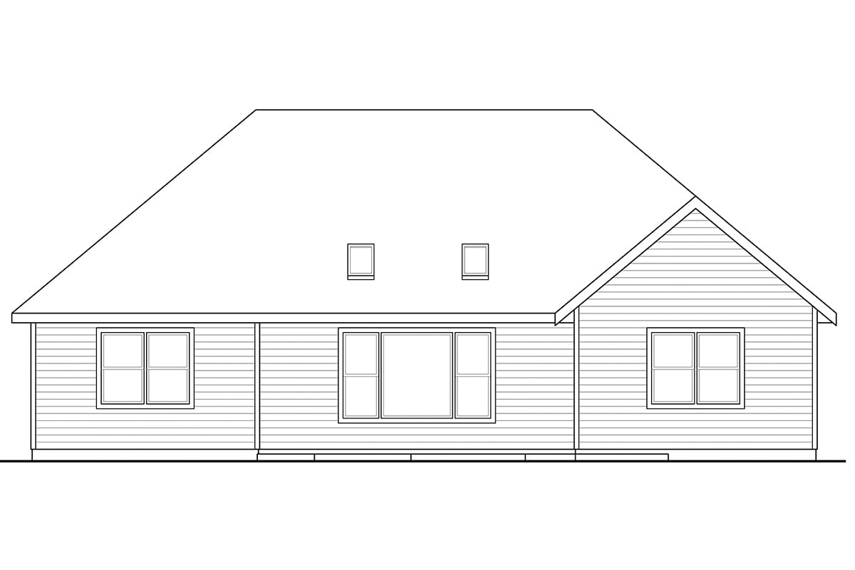 Country Ranch Traditional Rear Elevation of Plan 41285