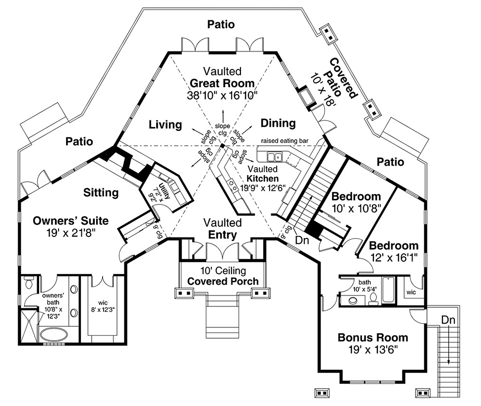 Contemporary Southwest Level One of Plan 41286
