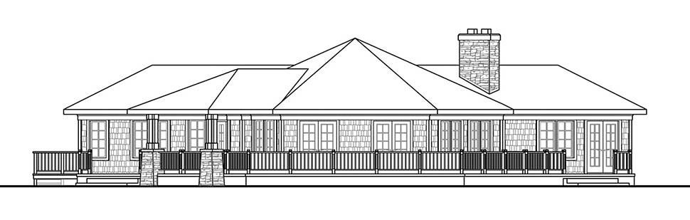 Contemporary Southwest Rear Elevation of Plan 41286