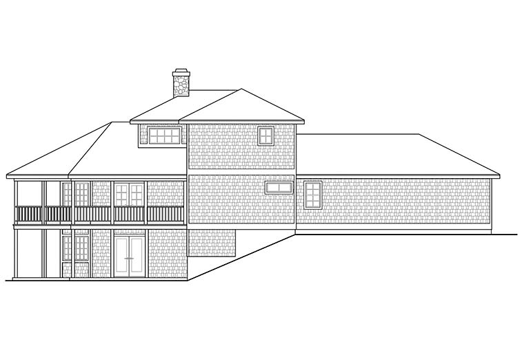 Coastal Cottage Country Rear Elevation of Plan 41287