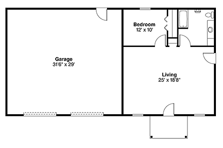 Garage Plan 41297 - 2 Car Garage Apartment First Level Plan