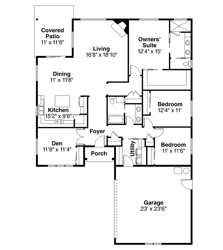 Ranch Traditional Level One of Plan 41299