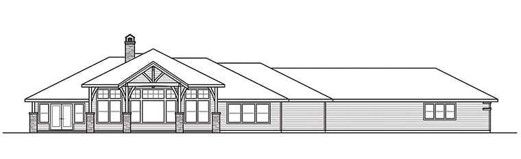 Contemporary Country Craftsman Rear Elevation of Plan 41300