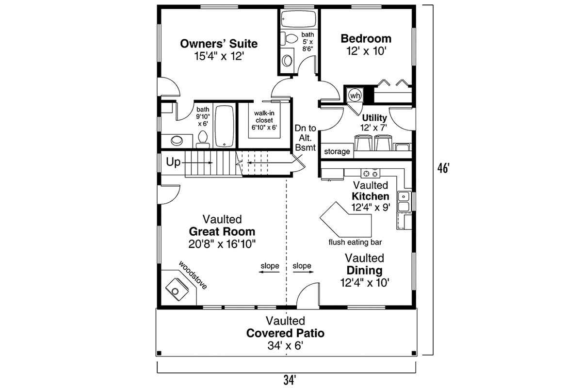Cabin Contemporary Level One of Plan 41302