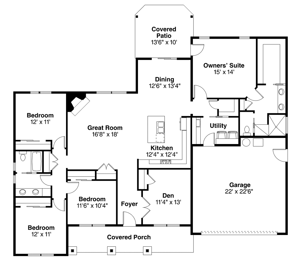 Country Craftsman Ranch Level One of Plan 41303