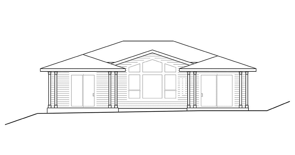 Contemporary Craftsman Modern Rear Elevation of Plan 41305