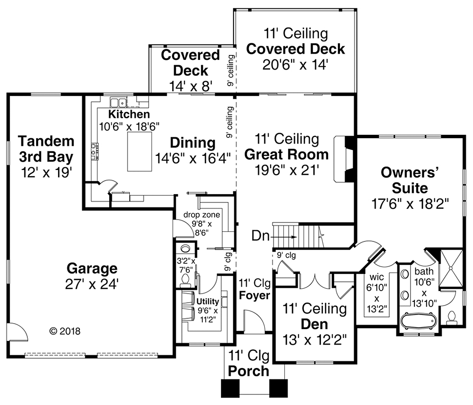 Craftsman Traditional Level One of Plan 41308