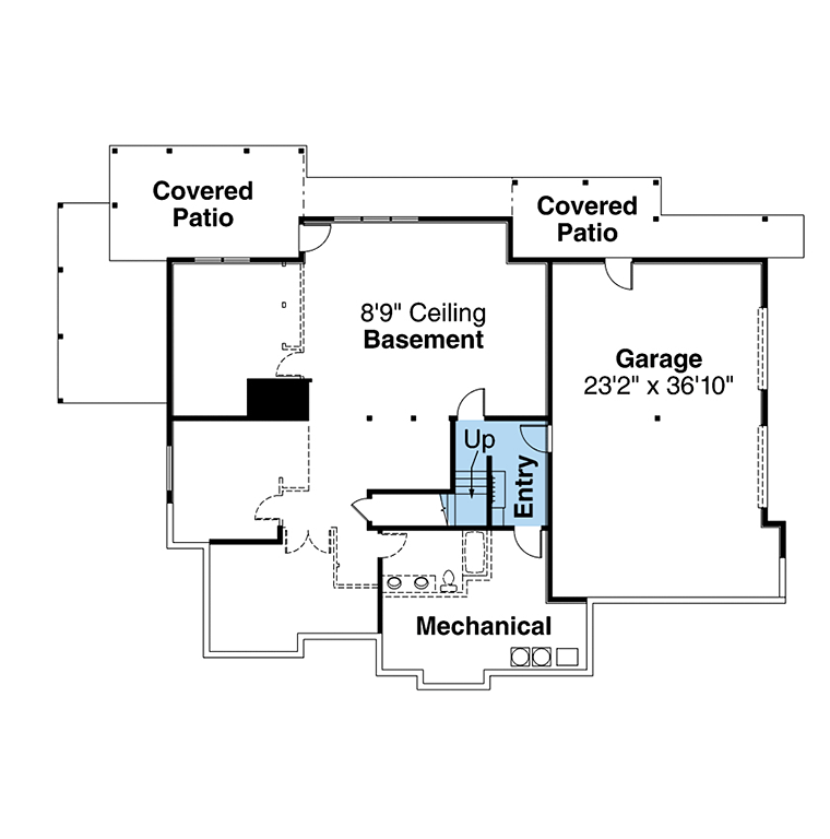 Craftsman Traditional Lower Level of Plan 41311