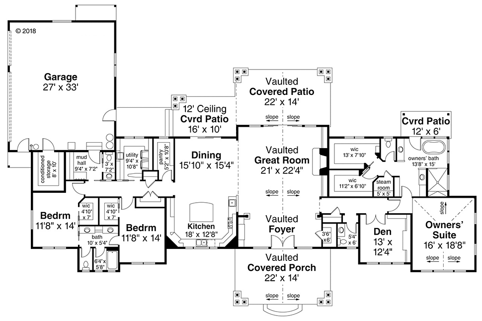Ranch Traditional Level One of Plan 41312
