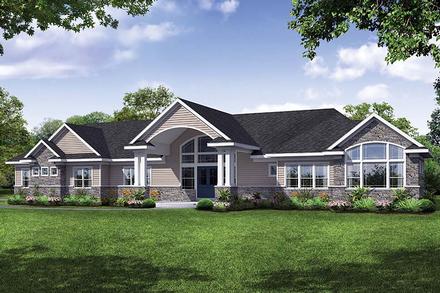 Ranch Traditional Elevation of Plan 41312