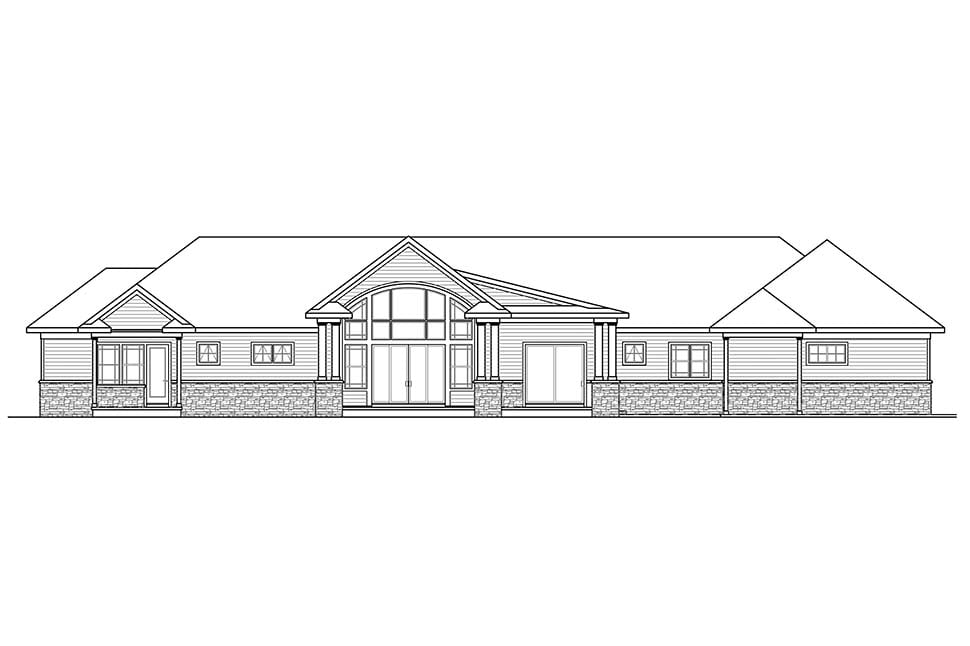 Ranch Traditional Rear Elevation of Plan 41312