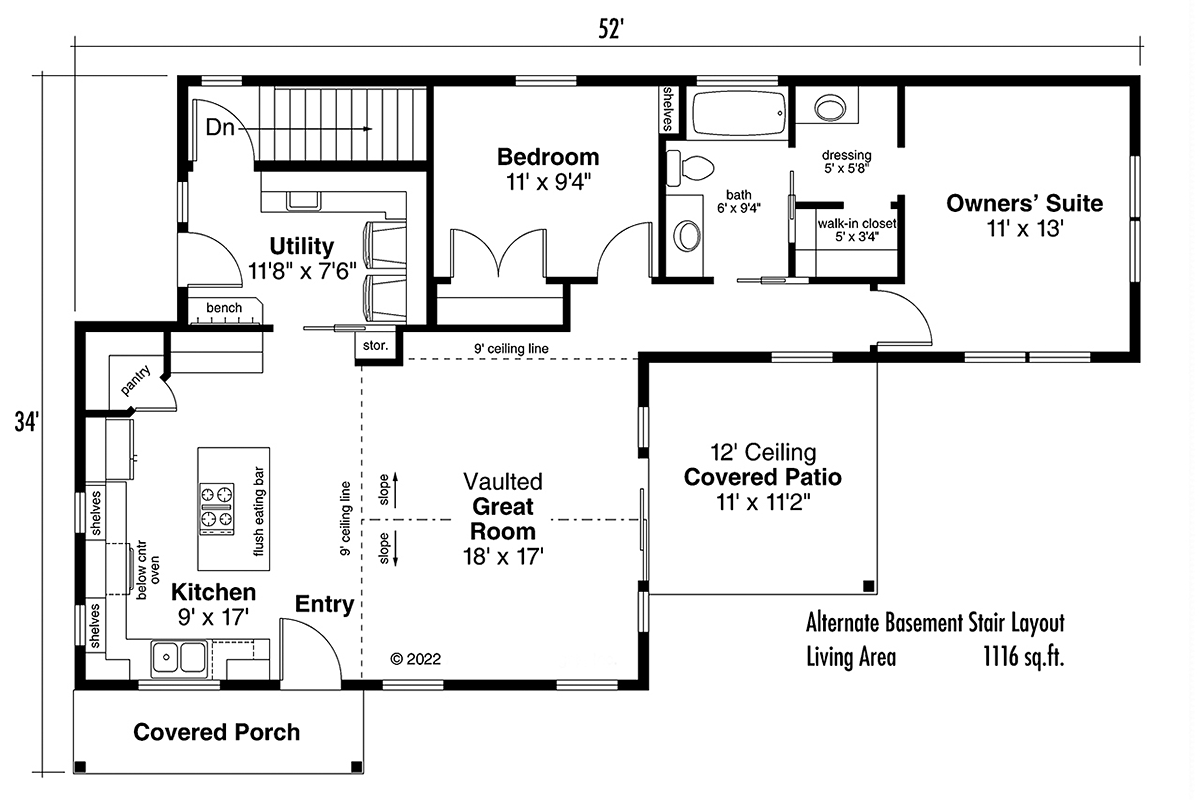 Cabin Country Traditional Alternate Level One of Plan 41317