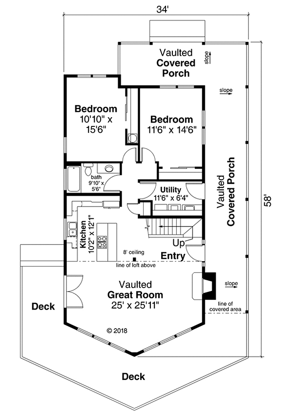 Cabin Contemporary Narrow Lot Level One of Plan 41319